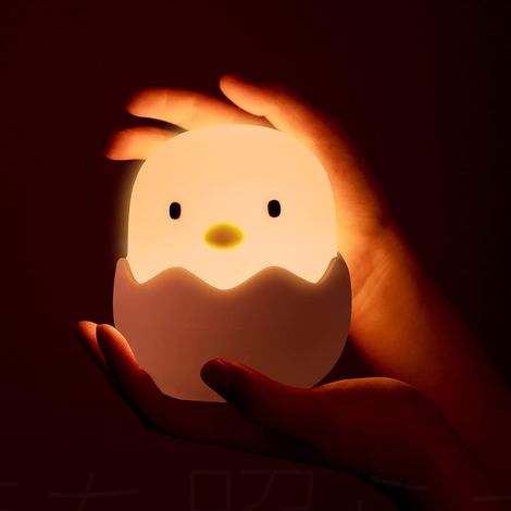 Veilleuse enfant en silicone en forme de coquille d'œuf, rechargeable, tactile, à intensité variable, 1200 mAh, USB, lampe de voyage pour chambre d'enfant, 1 Buc (1/5)