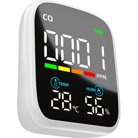Testeur CO portable affichage LED numérique, détecteur monoxyde de carbone multifonction, testeur température et humidité électrochimique, testeur qualité d’air domestique