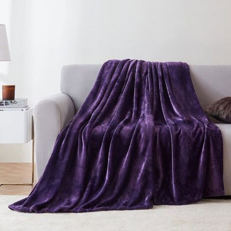 Plaid Canapé - Polaire 150x200 cm - Pour Lit 2 Personnes - Violet - 1 Pièce (1/5)
