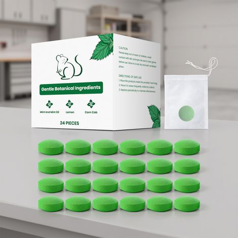 Rattenabwehrtabletten für den täglichen Gebrauch, für drinnen und draußen - 24 Stück (Rattenabwehrtabletten + Netzbeutel) -- DE (1/5)