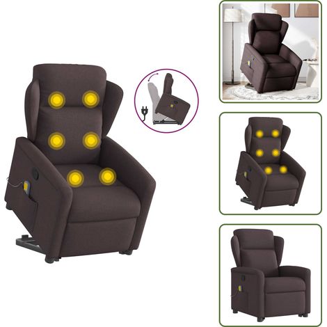 vidaXL Massagesessel mit Aufstehhilfe Dunkelbraun Stoff