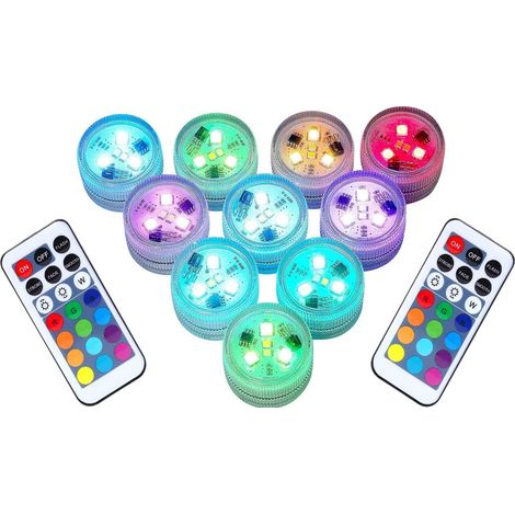 Bain, Lot de 10 lampes LED avec couleurs changeantes et luminaires à piles pour aquarium, pour Halloween (1/5)