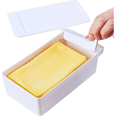 Burriera con coperchio, scatola per burro con tagliere, burriera in plastica richiudibile per frigorifero (1/4)