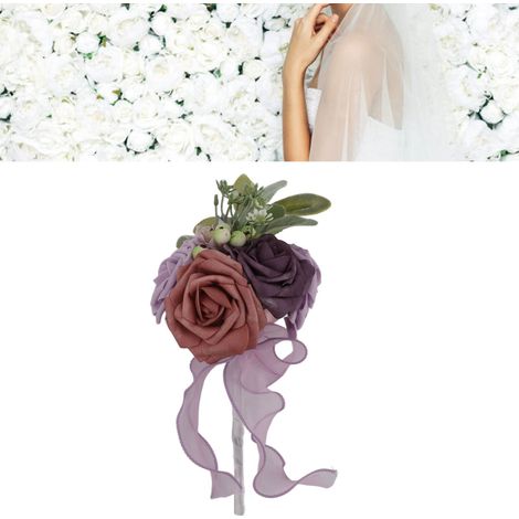 Articles de mariage, bouquets de demoiselles d'honneur, décorations de mariage en extérieur, corsages de demoiselles d'honneur, accessoires photo, violet (1/5)