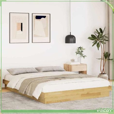 Cadre de lit sans matelas - Modèle 3315732 - Bois de chêne massif - Sommier à lattes - 150x200 cm (1/5)