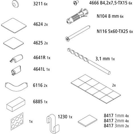 Kermi 2539336 EBLI035 ensemble de petites pièces de montage