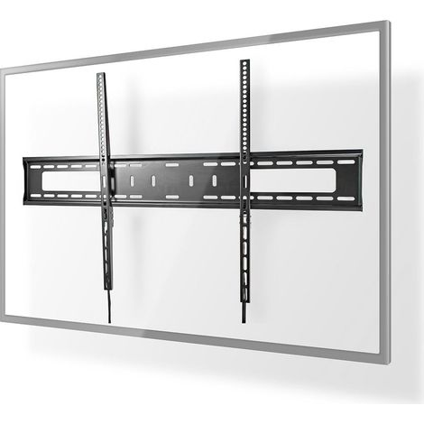 Support mural tv fixe 60 100 poids maximal de lecran supporte 75kg distance minimale au mur 305mm metal acier noir (1/5)