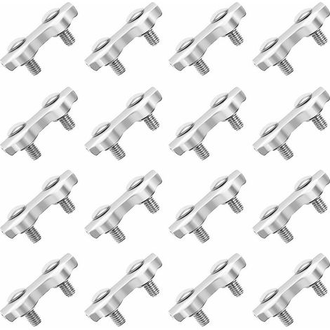 M2 Pince de Cable 18 Pcs Double Serre Cables Inox en Acier Inoxydable pour Filin Cable Inox pour 2MM Pince à Cable en Acier Inoxydable (1/5)