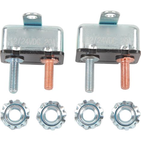 Disjoncteur à réinitialisation automatique, 2 pièces, Protection contre les surcharges en alliage d'aluminium pour voiture et bateau 12V 24V 20A