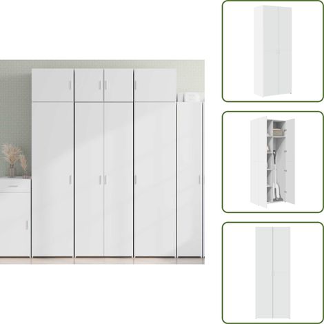 The Living Store Highboard Weiß 70x42,5x185 cm Holzwerkstoff - Hochschrank (1/5)