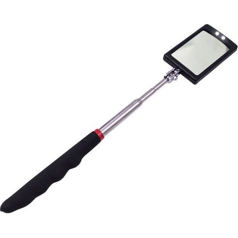 Outil d'extension pivotant rectangulaire télescopique de Miroir d'inspection prolongeant 360 degrés tournant avec 2 lumière Lumineuse supplémentaire de LED (1/4)