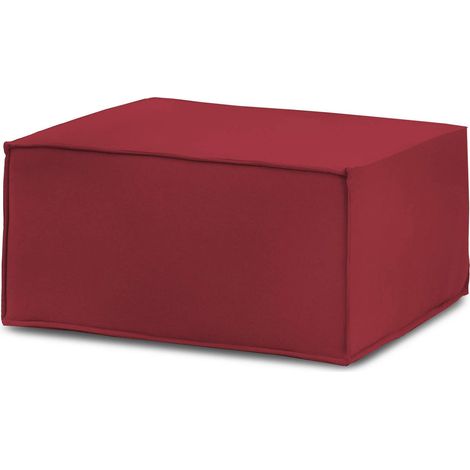 Dmora - Puff Dagoumé, Otomana de la sala de estar, 100% Made in Italy, Sillón relax en tela tapizada, 80x70h43cm, Rojo