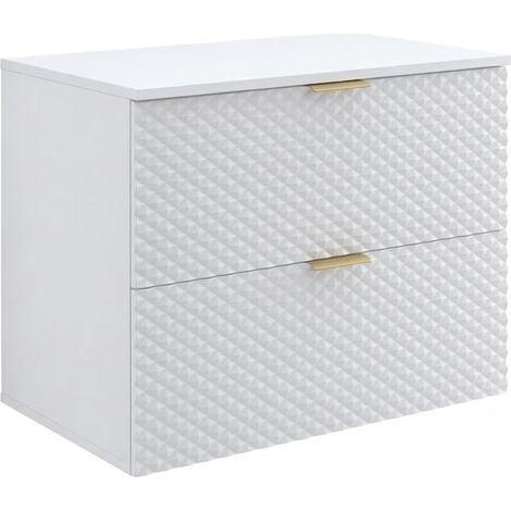 Mobile lavabo da bagno Borneo 80 x 49 x 63 cm – Bianco opaco – Mobile da bagno sospeso con 2 cassetti