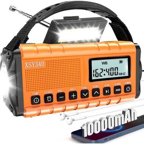 Radio d'urgence multifonctionnelle portable, générateur solaire à manivelle, alimentation mobile, réveil, lampe de poche SOS, adapté à l'extérieur (1/5)