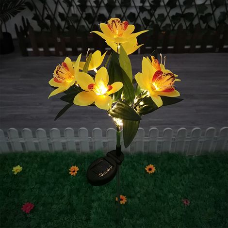 Solar Flower Lights - Outdoor Garden Stake Lights - IP65 Waterproof - Auto On/Off - 75x10 cm - Plastic - Red Yellow Pink White - 1 Piece (1/5)