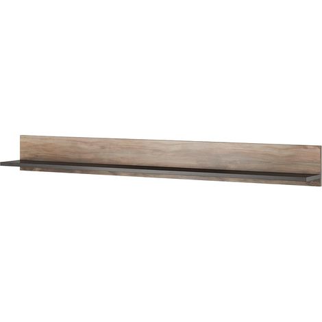 Wandregal in Walnussfarbe und Schwarz mit Holzeffekt. Kollektion SANTIAGO.