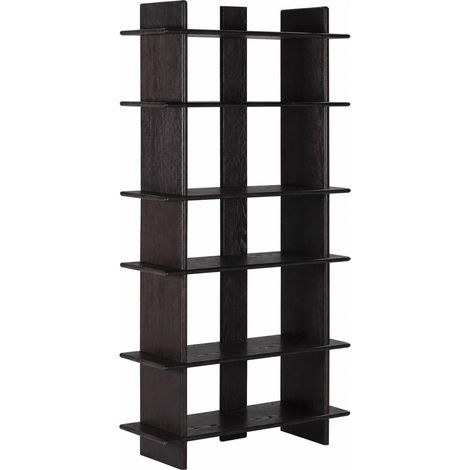 Étagère haute noire en bois de caoutchouc - noir (1/4)