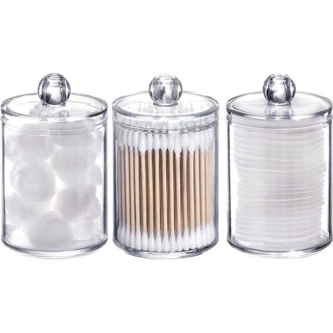 Ulisem Wattestäbchenhalter, 283 ml transparentes Apothekerglas, Make-up-Organizer (1/4)