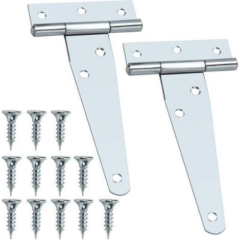 pezzi di cerniere per porte da 4 pollici, cerniere a T, cerniere per porte in legno, cerniere, cerniere pieghevoli (argento) (1/4)