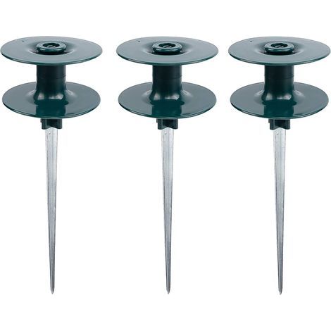 Lot de 3 guides de tuyau d'arrosage, en zinc antirouille robuste avec piquet en métal vert foncé pour arrosage, guides de tuyaux d'eau, guide sur piquet en zinc (1/5)