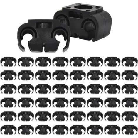 Colliers de serrage pour flexibles de frein automobile, 50 pièces, support de fixation à 2 points, double collier, plastique noir, pièces automobiles universelles (1/5)