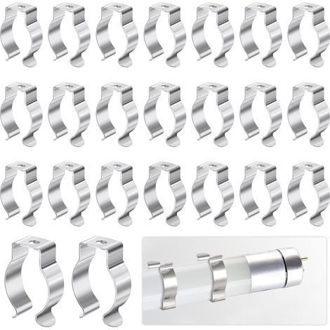 (Argent)Clip de Fixation de Lampe-28x23x9.8cm, 30Pcs Tube Fluorescent Support Lampe pour Fixer le Tube de la Lampe pour Éviter l'affaissement, Tube Fluorescent Support Convient aux Lampes T8 et Clip d (1/5)