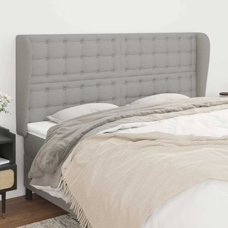 vidaXL Tête de lit avec oreilles Gris clair 163x23x118/128 cm Tissu (1/5)