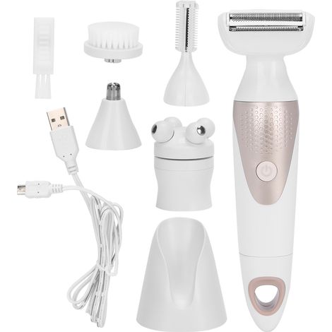 Épilateur 5‑en‑1 rechargeable USB, coupe-sourcils et nez, brosse nettoyante visage (1/5)