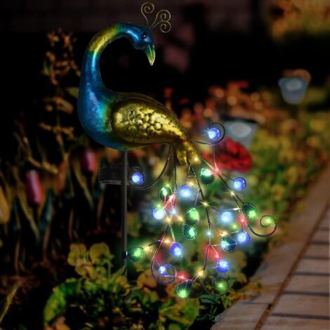 Solar metal peacock garden lamp – Height 112 cm – IP44 waterproof – Automatic lighting – Outdoor light decoration (1/5)