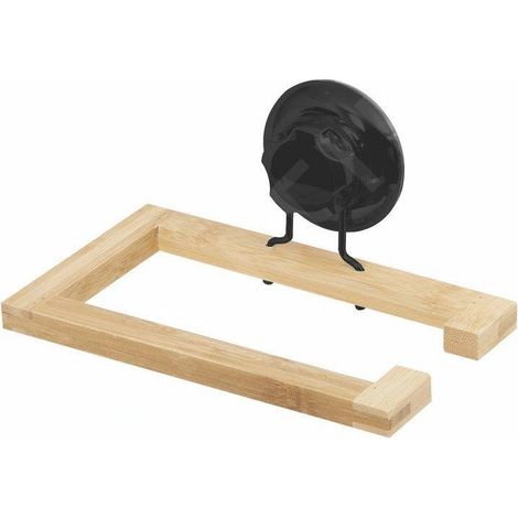 Porte papier toilette à ventouse en bambou Bestlock Spa noir et naturel - COMPACTOR - 19.5 x 11.8 x H.9 CM - Bambou (1/4)