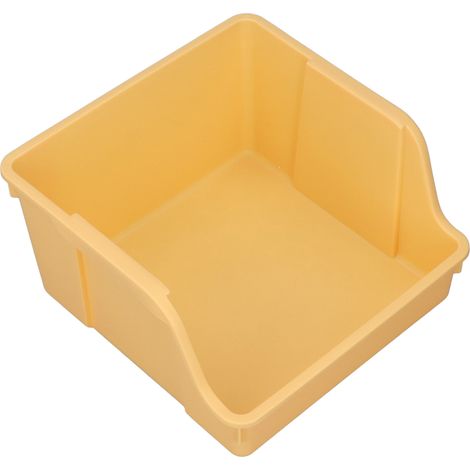 Range-livres de bureau en PP, poignée intégrée, ouverture en U, grande capacité, rangement à livres jaune pour bureau (1/5)