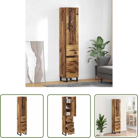 Altholz Hochschrank - Highboard Altholz 34,5 x 34 x 180 cm Holzwerkstoff (1/5)