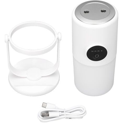 Humidificateur de bureau USB rechargeable, silencieux, deux modes de brume, 300 ml, humidificateurs frais avec support pour chambre à coucher, voyage, bureau, maison, blanc (1/5)