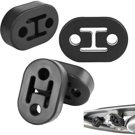 4 Pièces de Support D’Échappement en Caoutchouc Noir Universel, Silent Bloc Echappement, Cintre D’Échappement à 2 Trous 12 mm, Résistant à la Chaleur et à l’Usure pour la Plupart des Voitures, Camions (1/5)