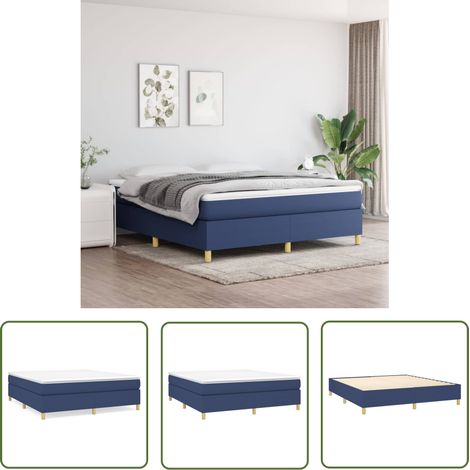 The Living Store Boxspringbett mit Matratze Blau 160x200 cm Stoff - Boxspringbett - Doppelbett - Liegekomfort - Matratze - Bettsofa (1/5)