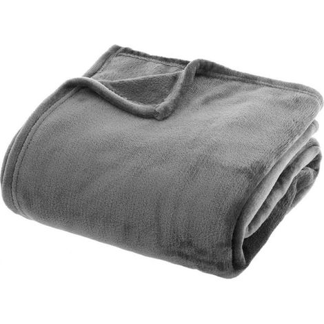 Plaid Morbidissimo Tinta Unita Coperta Soffice Pile Caldo Letto Divano Grigio - 130x160 cm