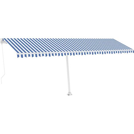 Maison Exclusive - Tenda da Sole Retrattile Manuale con LED 600x300cm Blu e Bianco (1/5)