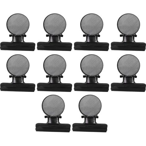 Lot de 10 aimants ronds plaqués nickel en acier inoxydable, pinces magnétiques de fixation noires (1/5)