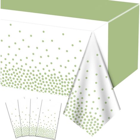 Lot de 4 sets de table vert sauge à pois, 220x130cm, imperméable