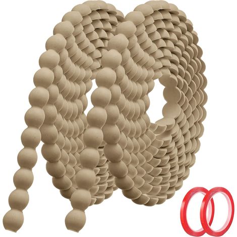 Moulure Murale Décorative Adhésive Couleur Bois 6M x 18mm Moulure en PVC Flexible avec Bordure Perlée 3D, Baguette de Finition Hydrofuge et À Peindre pour Mur, Cadre de Miroir et Bords (1/5)