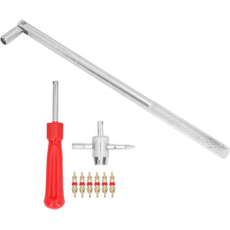 Lot outil démontage montage valve pneu chromé alliage voiture vélo moto avec extracteur tige 27 cm et 4 en 1 (1/5)