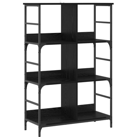 Regal Schwarz Eichen-Optik 78,5 x 33 x 117,5 cm Metall PB vidaXL (1/4)