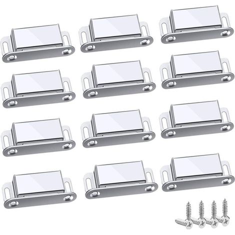Loquet Magnetique, 12 Pièces Aimants loqueteaux magnétiques Placard Aimant Puissant Robuste Jusqu'à 6kg, Pour Tiroirs Porte de Douche Aimanté Armoire Placard, Cabinet, Meubles (45mm-12pc) (1/4)