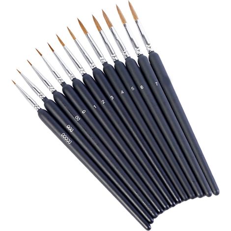 Set de 11 pinceaux précision, manche en cuivre, pinceaux à peinture multifonctions pour croquis, dessin au trait et détails fins. (1/5)