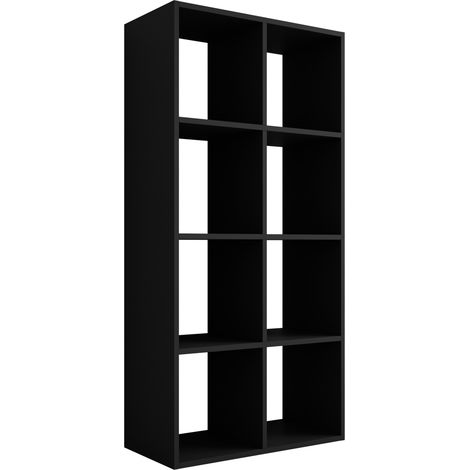 Libreria a 8 scomparti – colore: Nero – 147 × 74 × 30 cm, in verticale o orizzontale (1/5)