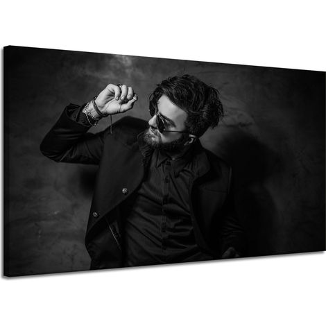 Leinwanddruck Schwarz-Weiß-Mann 120x70 cm