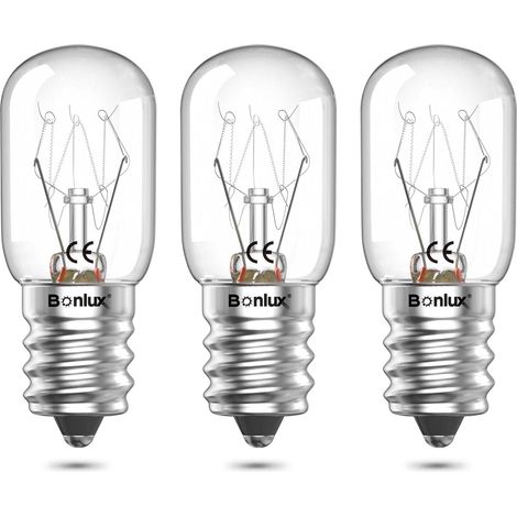 Ampoule Four E14 25 W 300 Degré, Lampe Cristal de Sel Himalaya, Ampoule Petit Culot à vis Dimmable Remplacement LED pour Frigo, Refrigerateu, Machine Coudre, 220-240V, Lot de 3 (1/5)
