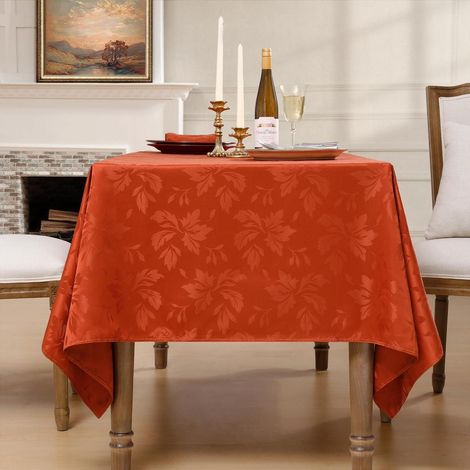Nappe Jacquard Damas 140x240 cm Orange lavable déperlante rectangulaire