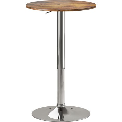 Table de bar bistro réglable 67-93 cm, plateau pivotant 360°, marron, mange-debout. (1/5)