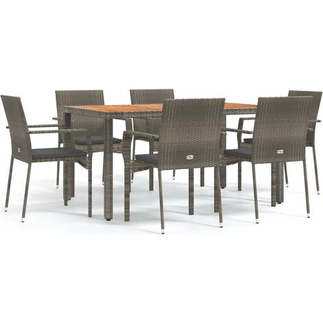 Maison Exclusive - Set da Pranzo da Giardino 7 pz con Cuscini in Polyrattan Grigio (1/5)